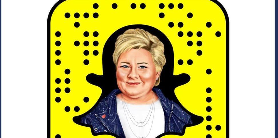 Skärmdump på Erna Solbergs kod för att komma åt hennes Snapchat-filter.