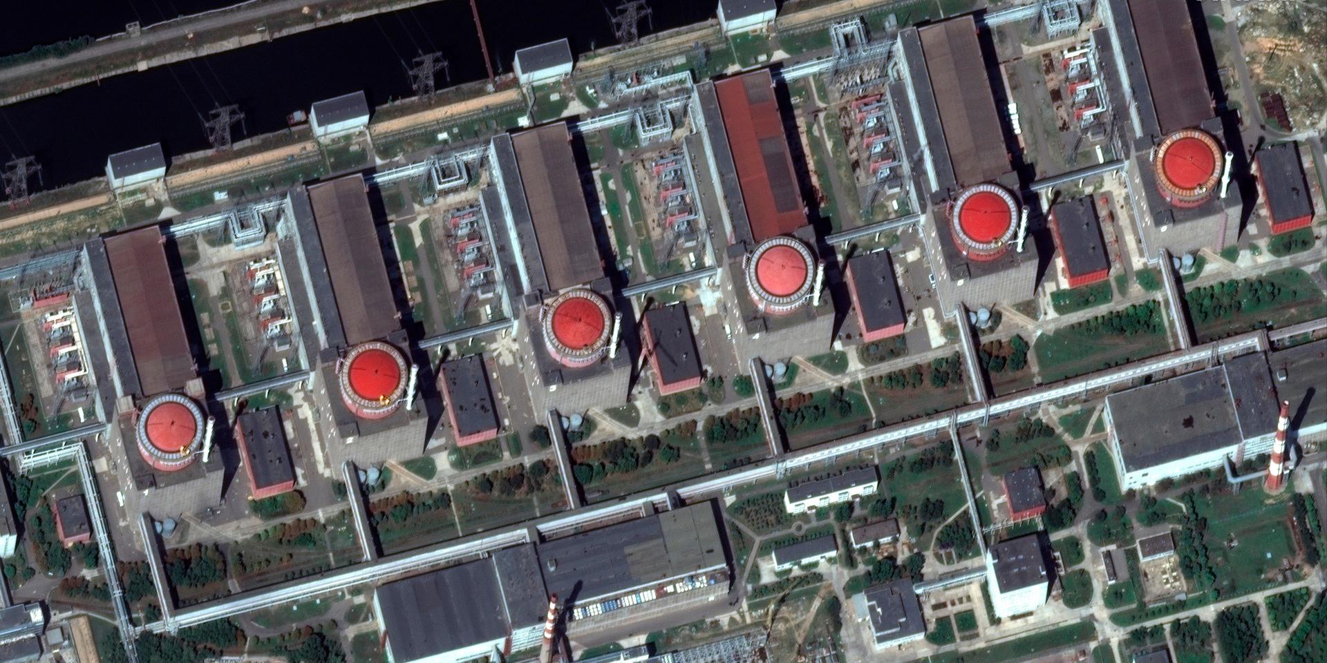 Satellitbilder från företaget Maxar visar bilder på de sex reaktorer som finns på det ryskockuperade kärnkraftverket i Zaporizjzja. Arkivbild.