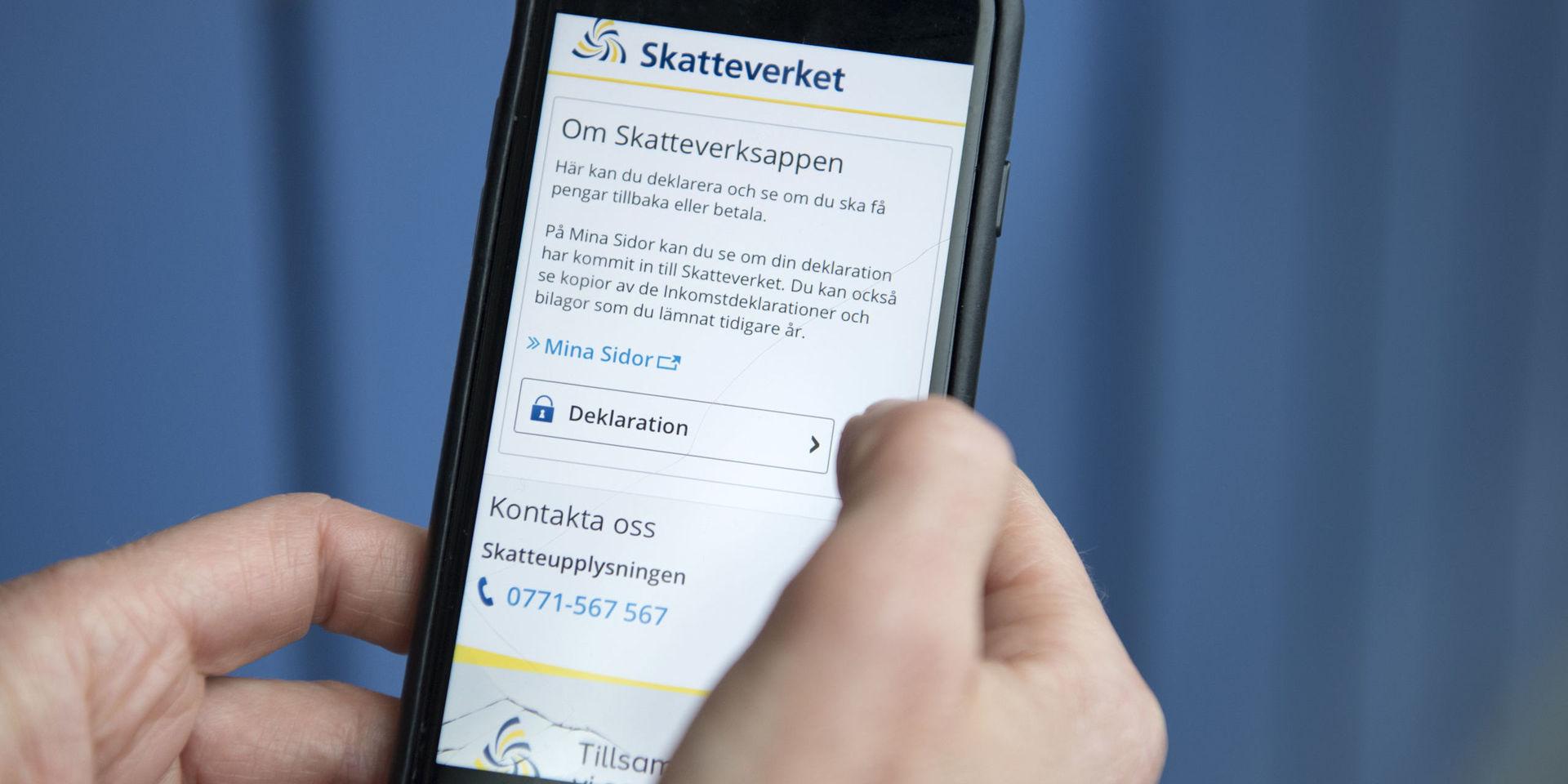 STOCKHOLM 20190315
Skatteverkets telefonapp.
Foto Henrik Montgomery / TT kod 10060 