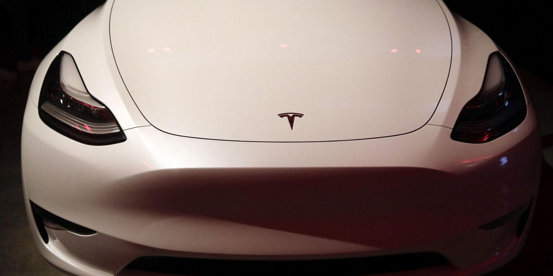 Tesla&apos;s Model Y is displayed at the company&apos;s design studio Thursday, March 14, 2019, in Hawthorne, Calif. The Model Y may be Tesla&apos;s most important product yet as it attempts to expand into the mainstream and generate enough cash to repay massive debts that threaten to topple the Palo Alto, California, company. (AP Photo/Jae C. Hong)