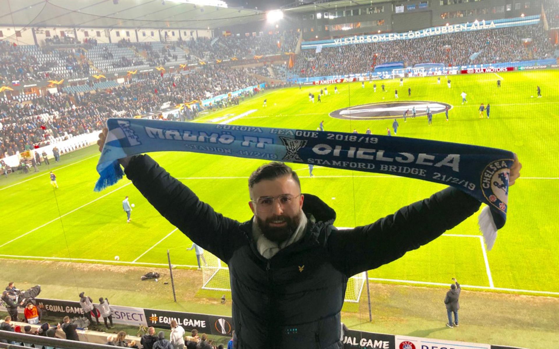 26-årige Pesha Salih från Uddevalla var på plats i sin gamla hemstad för att se båda sina favoritlag: Malmö FF och Chelsea FC.