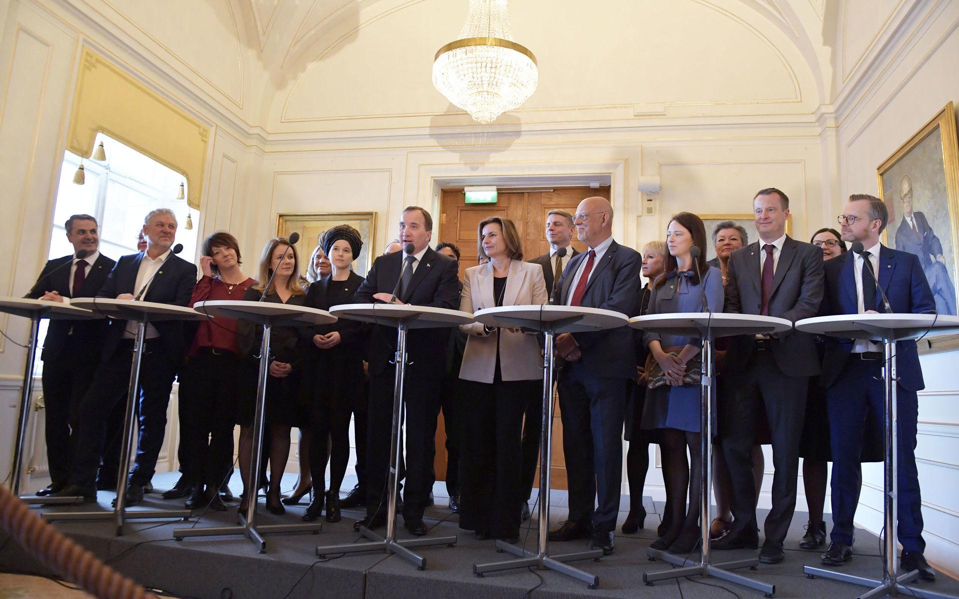 STOCKHOLM 20190121
Statsminister Stefan Löfven (S) presenterar sin nya regering under en pressträff i riksdagshuset
Foto: Jessica Gow / TT kod 10070