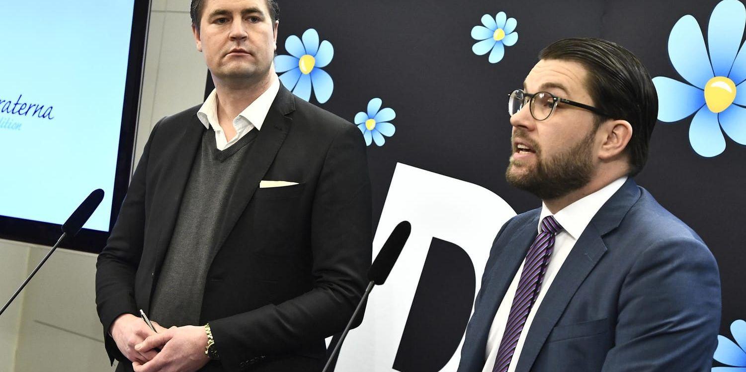 Sverigedemokraternas partiledare Jimmie Åkesson och Oscar Sjöstedt, ekonomisk-politisk talesperson (SD).