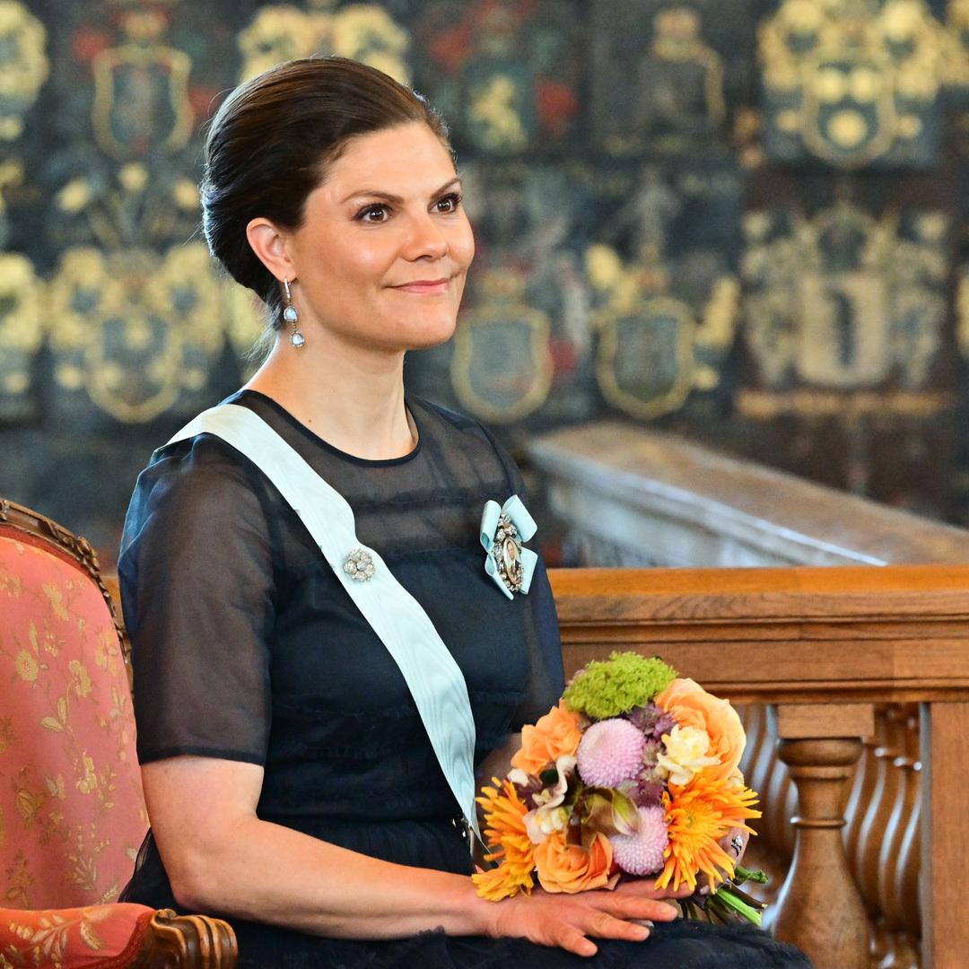 Kronprinsessan Victoria närvarade vid Kungliga Vitterhetsakademiens högtidssammankomst i Riddarhuset i Stockholm i mars.