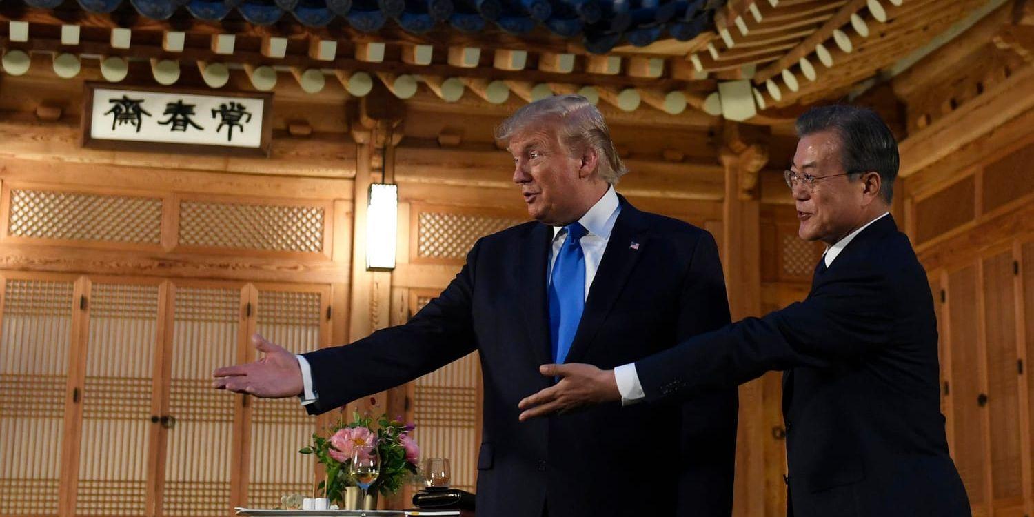 USA:s president Donald Trump med sin sydkoreanska kollega Moon Jae-In i Seoul.