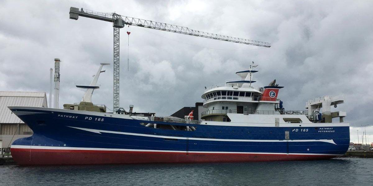 Skräckexempel. Den pelagiska trålaren Pathway byggs i Skagen och ska levereras till ett fiskebolag i Skottland under våren 2017. Båten är 78 meter lång och har en besättning på 16 personer.