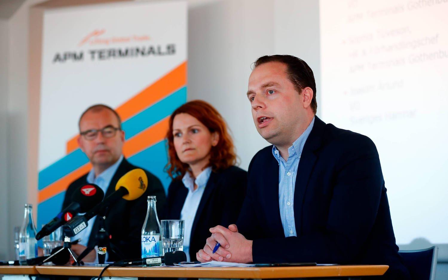 Med anledning av varslet höll APM Terminals presskonferens under tisdagen. Bild: Thomas Johansson
