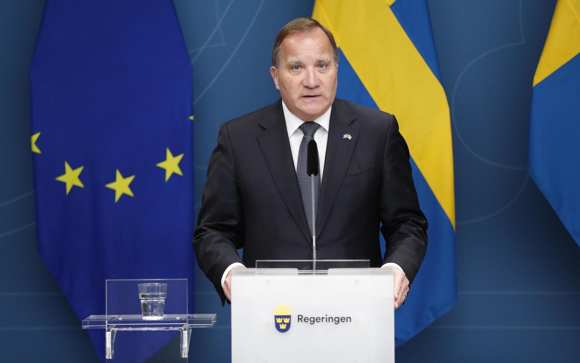 Statsminister Stefan Löfven håller pressträff med anledning av dödsskjutningen i Göteborg.