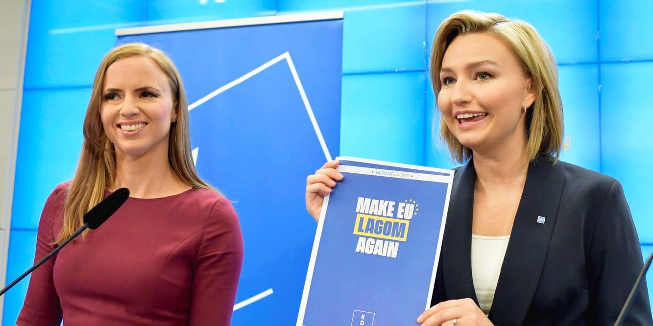 Kristdemokraternas EU-kandidat Sara Skyttedal och partiledare Ebba Busch Thor presenterar partiets EU-valmanifest.