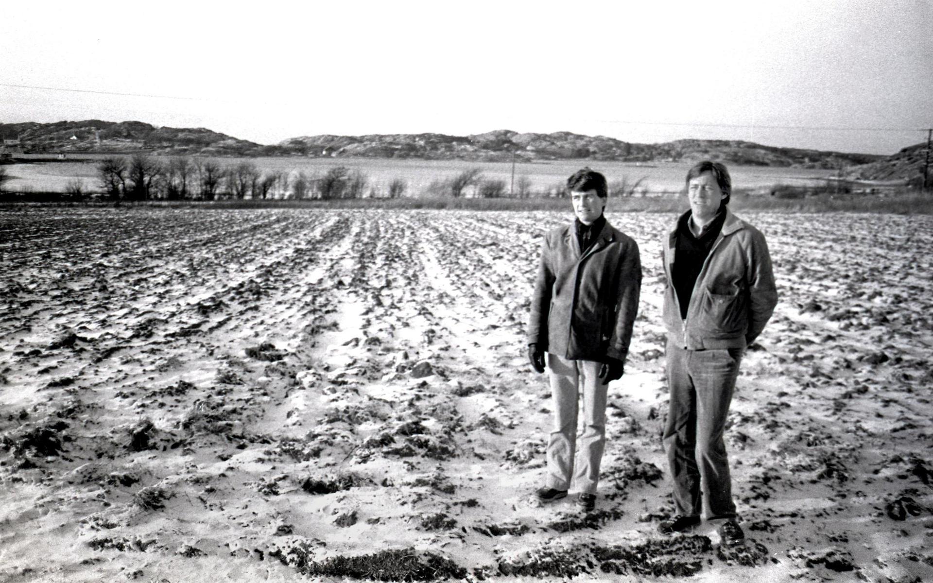 Ur arkivet: Jan Wallgren och Jon Thorburn i januari 1984 vid platsen för den kommande golfbanan.