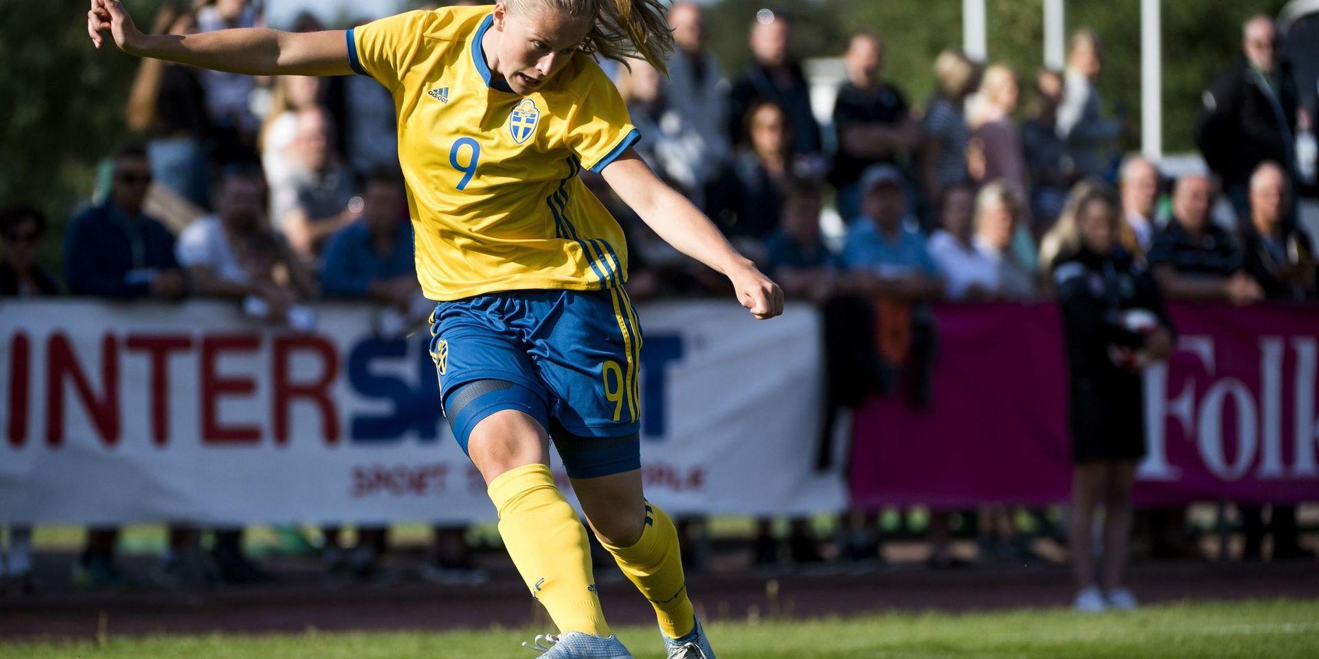 Målskytt. Rebecka Blomqvist gjorde mål i Sveriges U23-match mot Kina i La Manga.