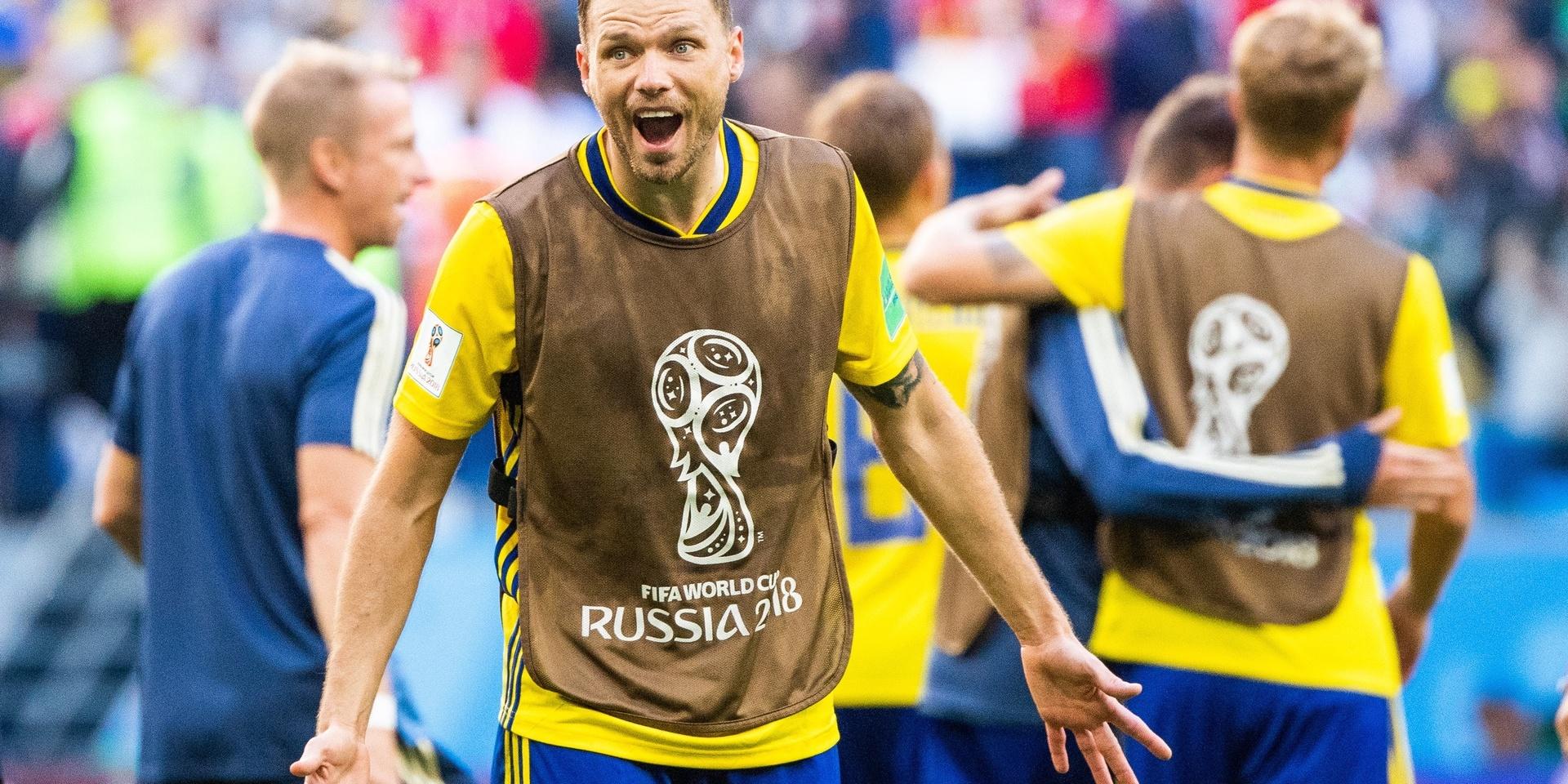 Marcus Berg  jublar efter att Sverige blivit klart för VM-kvartsfinal 2018.