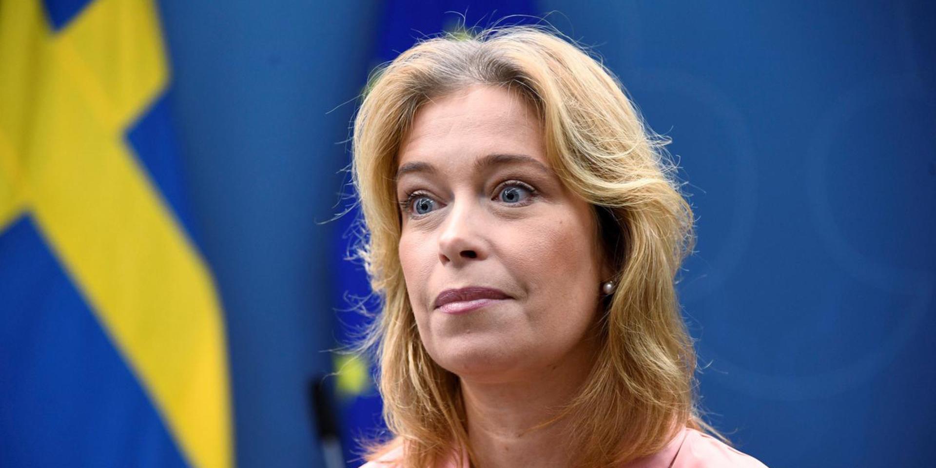 Klimat- och miljöministern Annika Strandhäll (S) höll pressträff om havsbaserad vindkraft. 