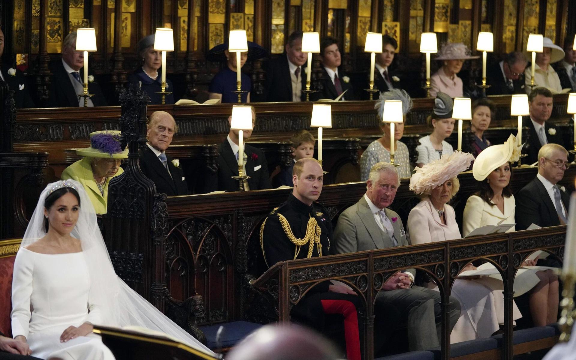 2018: Elizabeth II och Philip under Prins Harrys och Meghan Markles vigsel i Windsor.