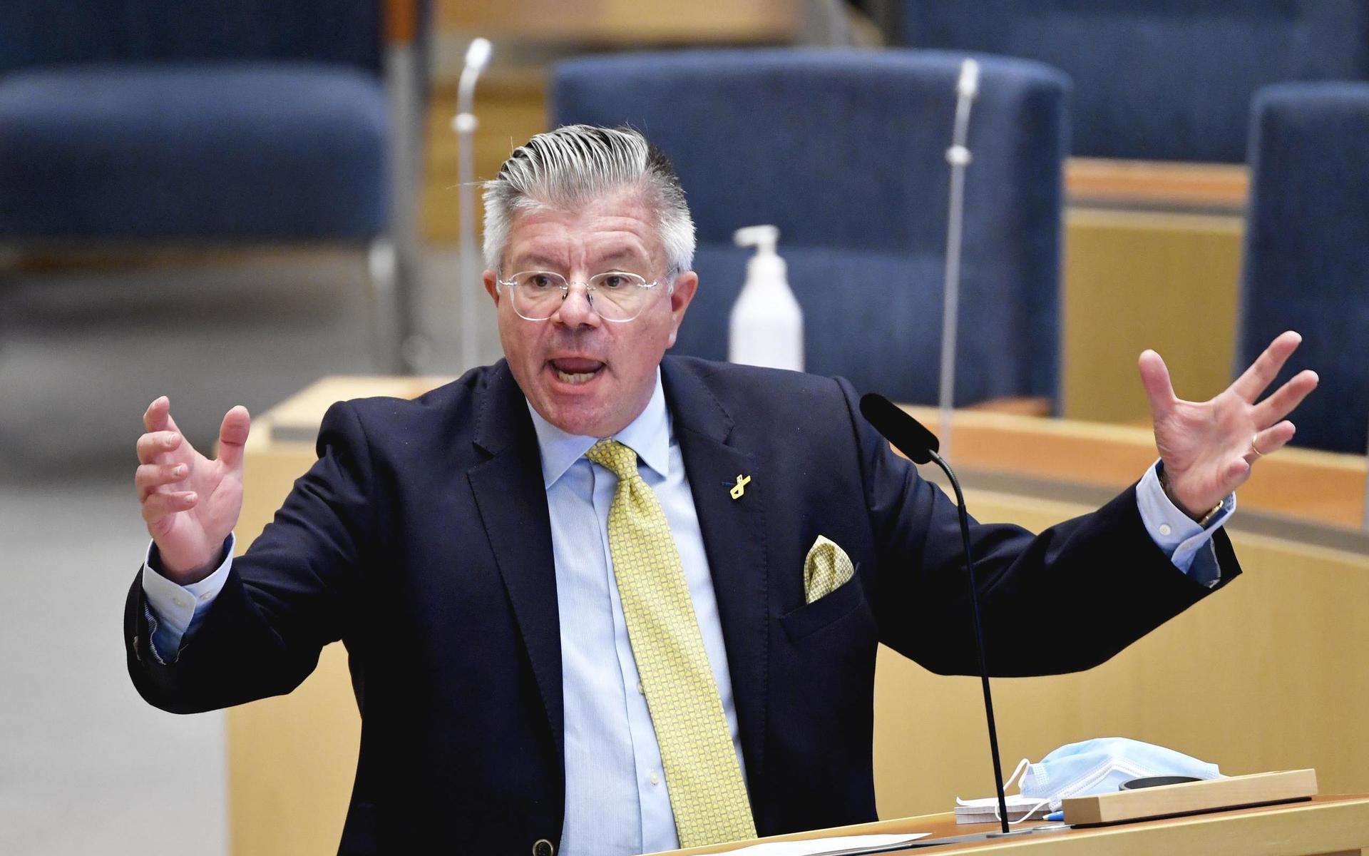 STOCKHOLM 20210224Riksdagsledamoten Hans Wallmark (M) under den utrikespolitiska debatten i riksdagen.Foto: Henrik Montgomery / TT kod 10060