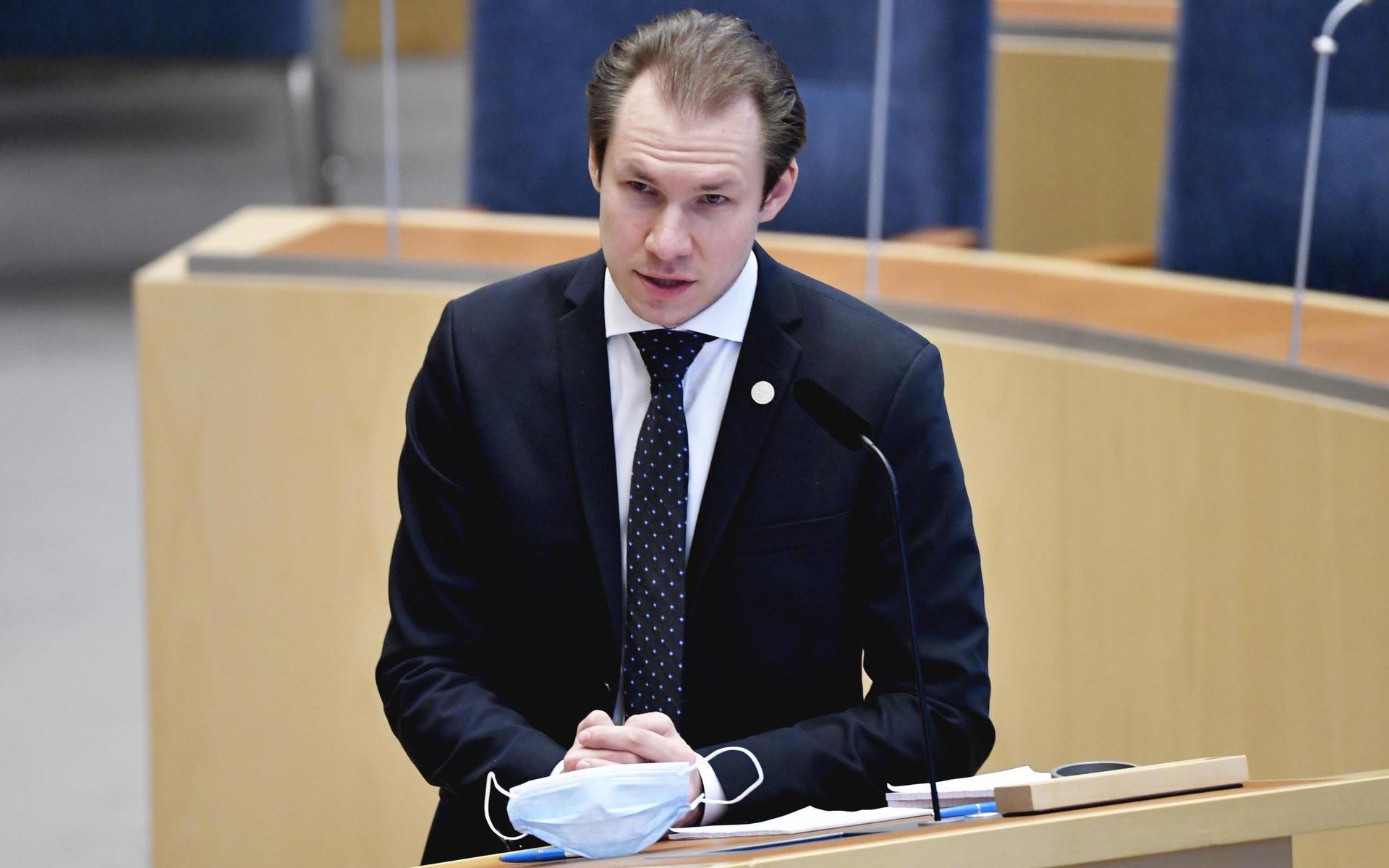 STOCKHOLM 20210224Markus Wiechel (SD) under den utrikespolitiska debatten i riksdagen.Foto: Henrik Montgomery / TT kod 10060