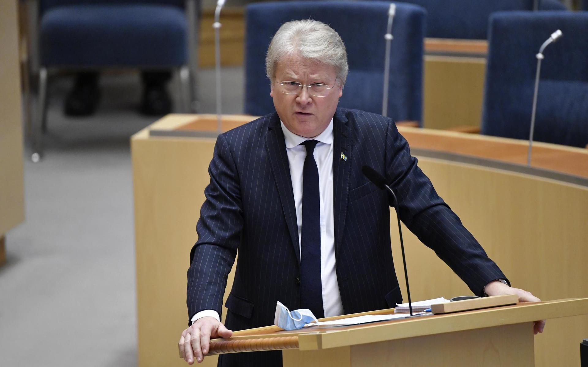 STOCKHOLM 20210224Riksdagsledamoten Lars Adaktusson (KD) under den utrikespolitiska debatten i riksdagen.Foto: Henrik Montgomery / TT kod 10060
