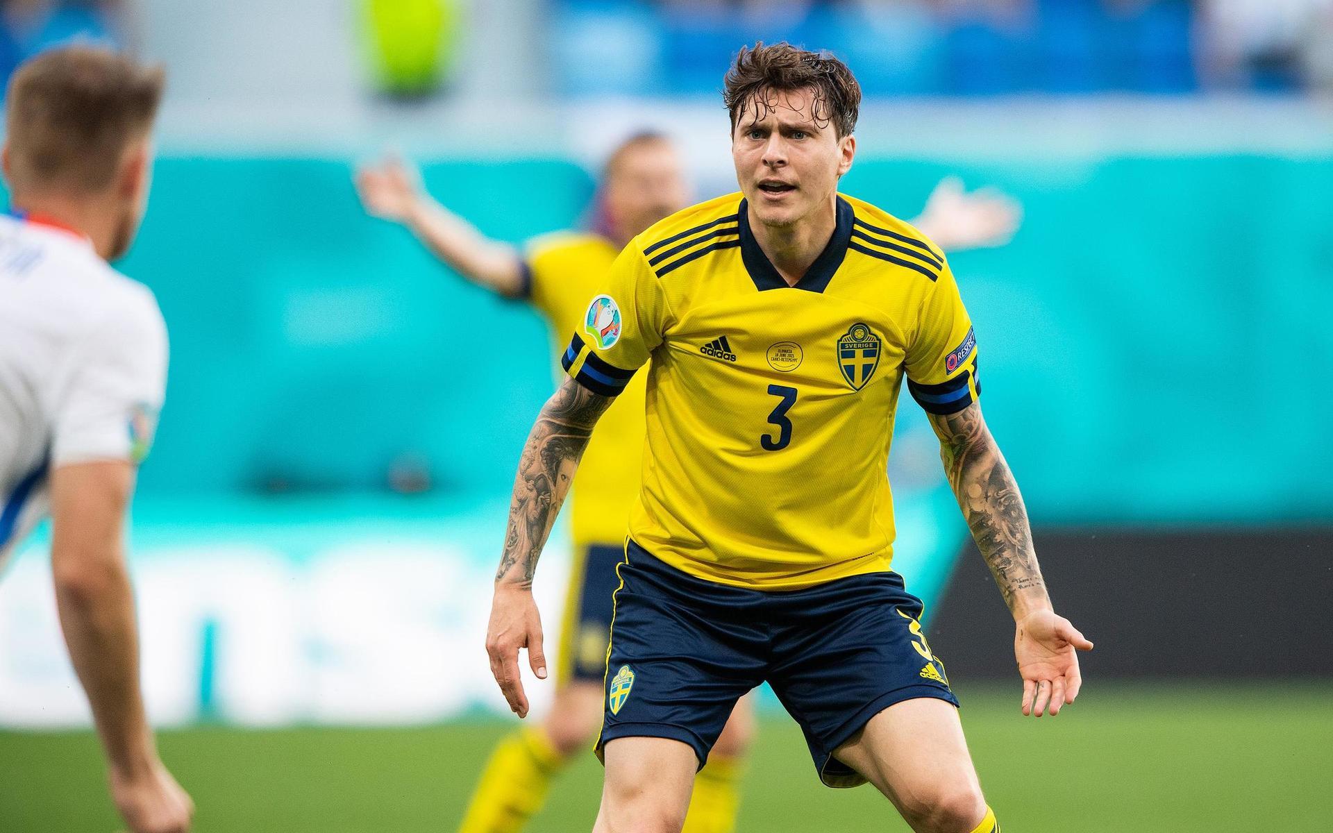 Victor Nilsson Lindelöf of Sweden during the UEFA Euro 2020 Football Championship match between Sweden and Slovakia on June 18, 2021 in Saint Petersburg. 