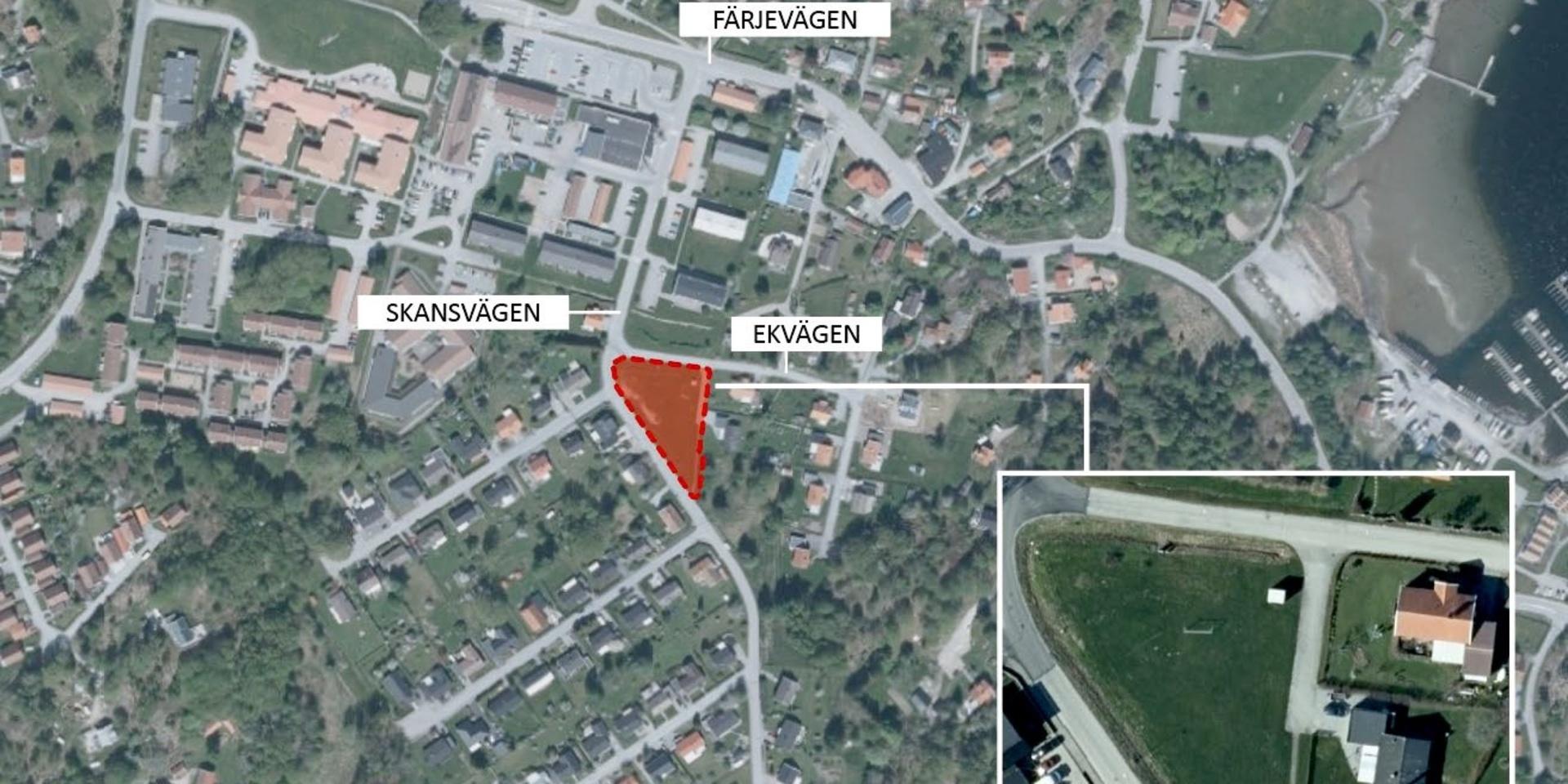 Karta över planerad bebyggelse i Svanesund. Detaljplan för del av Svanesund 2:2, kvarteret Triangeln.