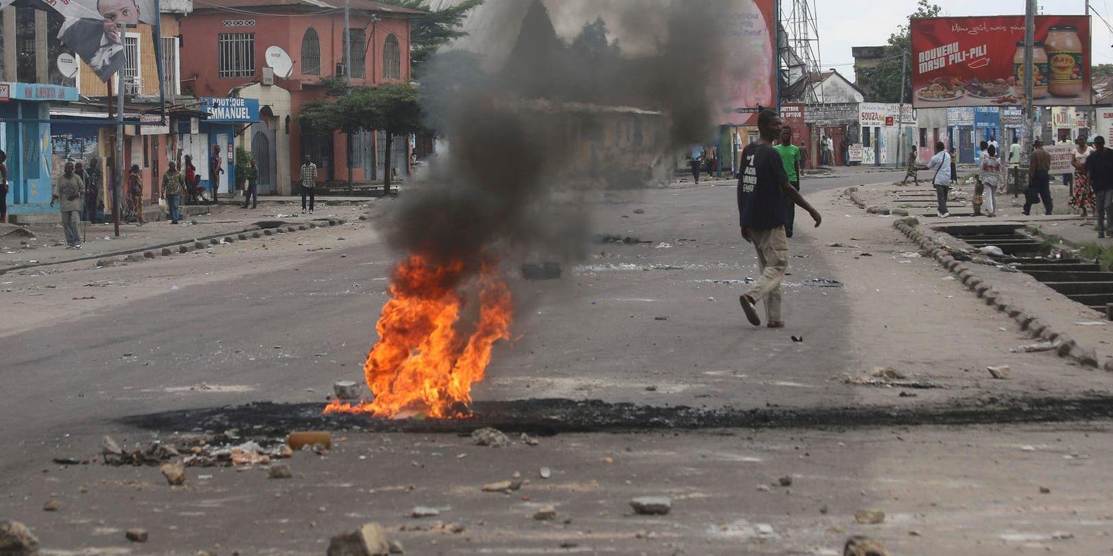 Protester mot president Kabila i Kinshasa. Bilden är från ett tidigare tillfälle. Arkivbild.