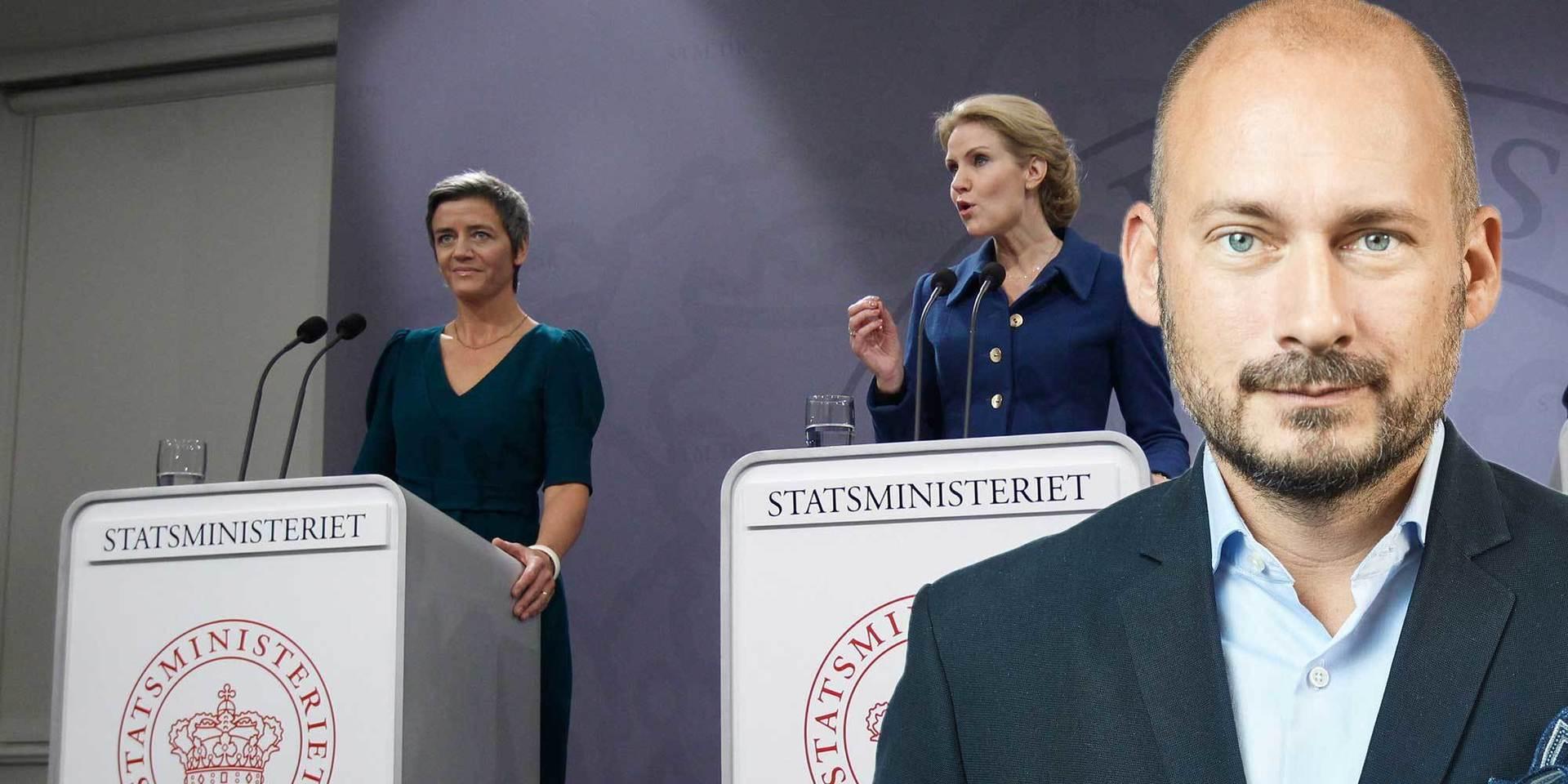 Margerete Vestager (RV) och Helle Thorning-Schmidt (S) satt i regering i Danmark. 