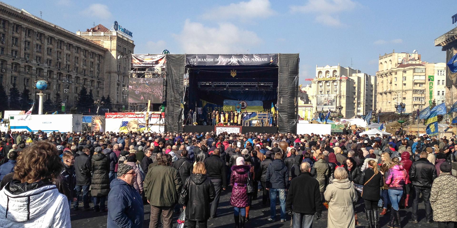 Självständighetstorget i Kiev, Ukraina, år 2014.