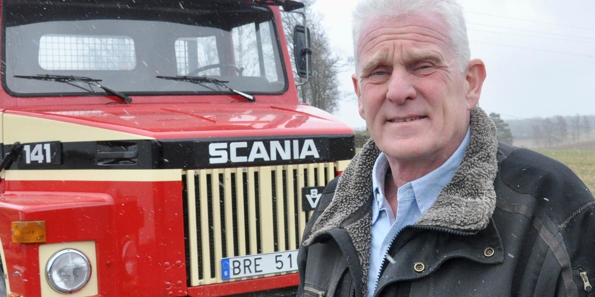 Jimmy Högberg gillar lastbilar av lite äldre modell. ”Den här Scanian från 1973 är ett muskelpaket med 14 liters motor och 385 hästar,” säger Jimmy.