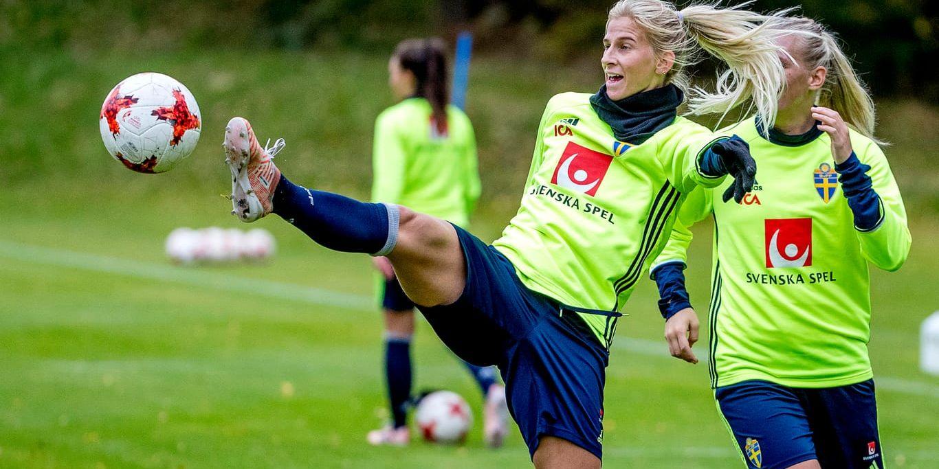 Sofia Jakobsson under tisdagens landslagsträning på Kamratgården i Göteborg.