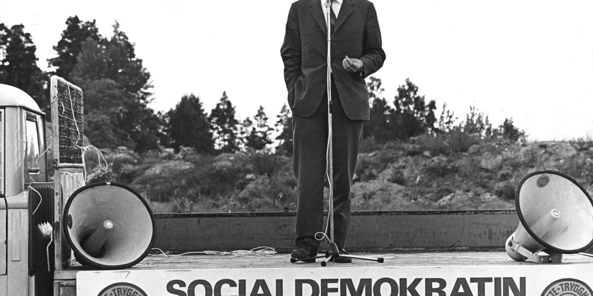 Olof Palme (S) under valkampanjen 1968 – en tid då skatterna steg från redan höga nivåer.