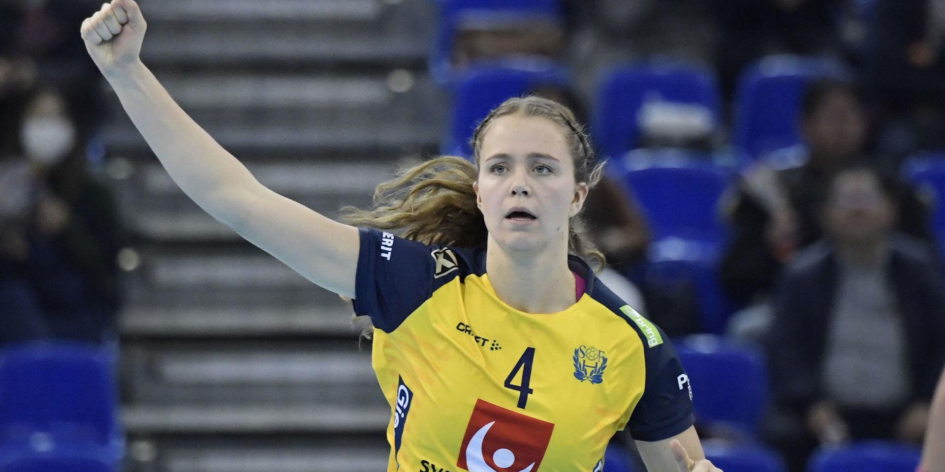 Olivia Mellegård var Sveriges främsta målgörare i matchen mot Rumänien med sina sju mål.
