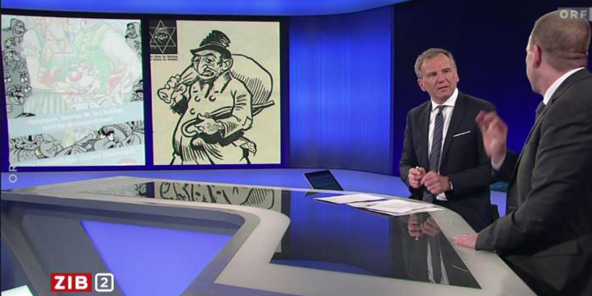 Den österrikiske programledaren Armin Wolf jämförde en karikatyrteckning från FPÖ:s ungdomsförbund med propaganda från Nazityskland.