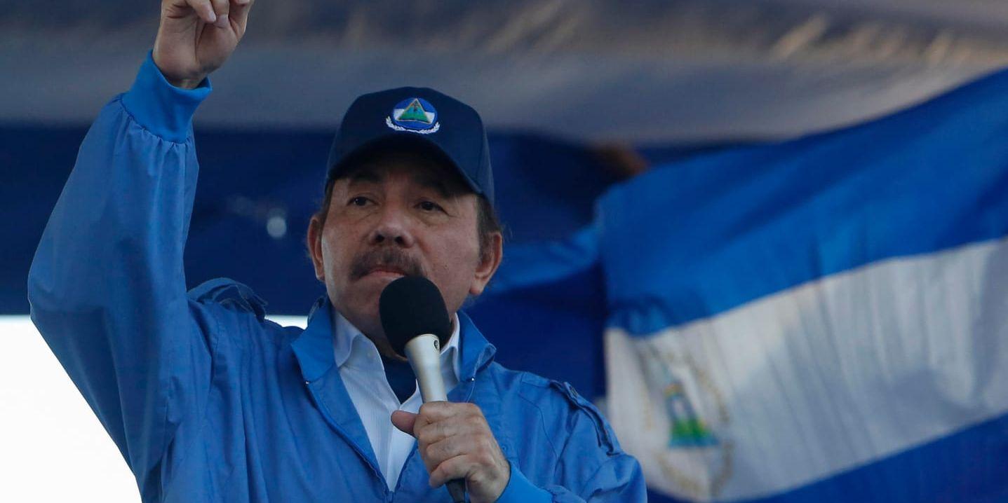 Nicaraguas president Daniel Ortega håller ett tal till sina anhängare i september förra året.