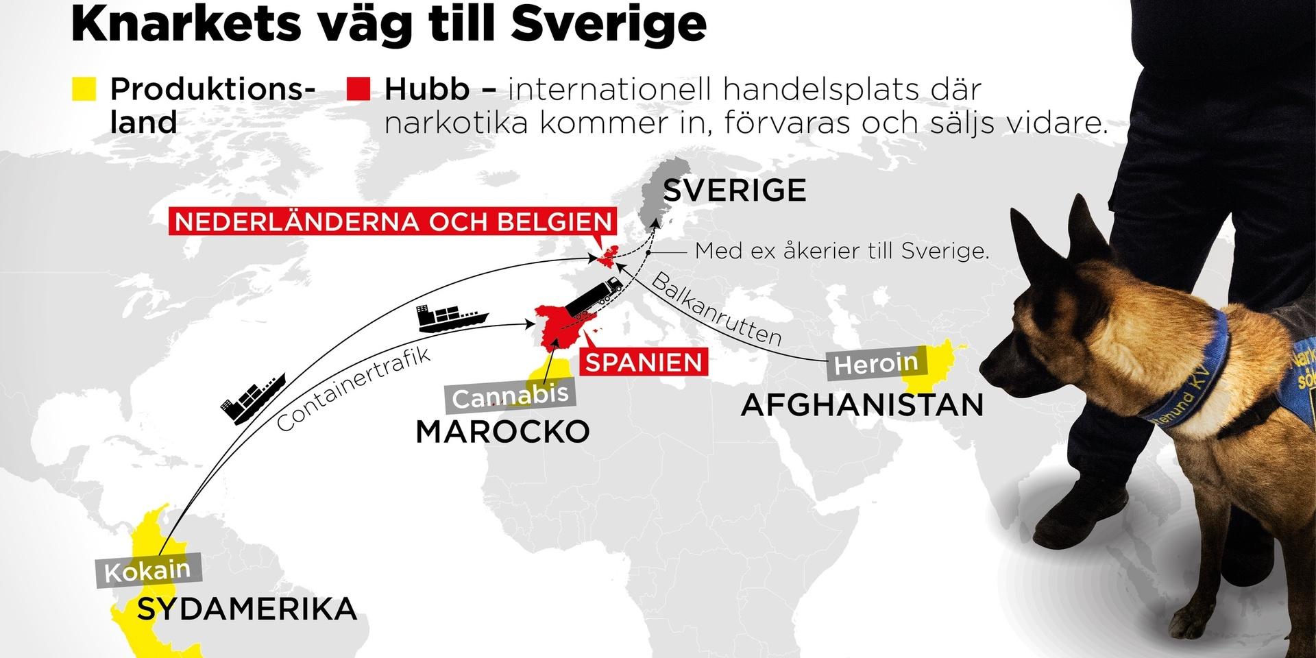 Så smugglas heroin, cannabis och kokain in i Sverige.