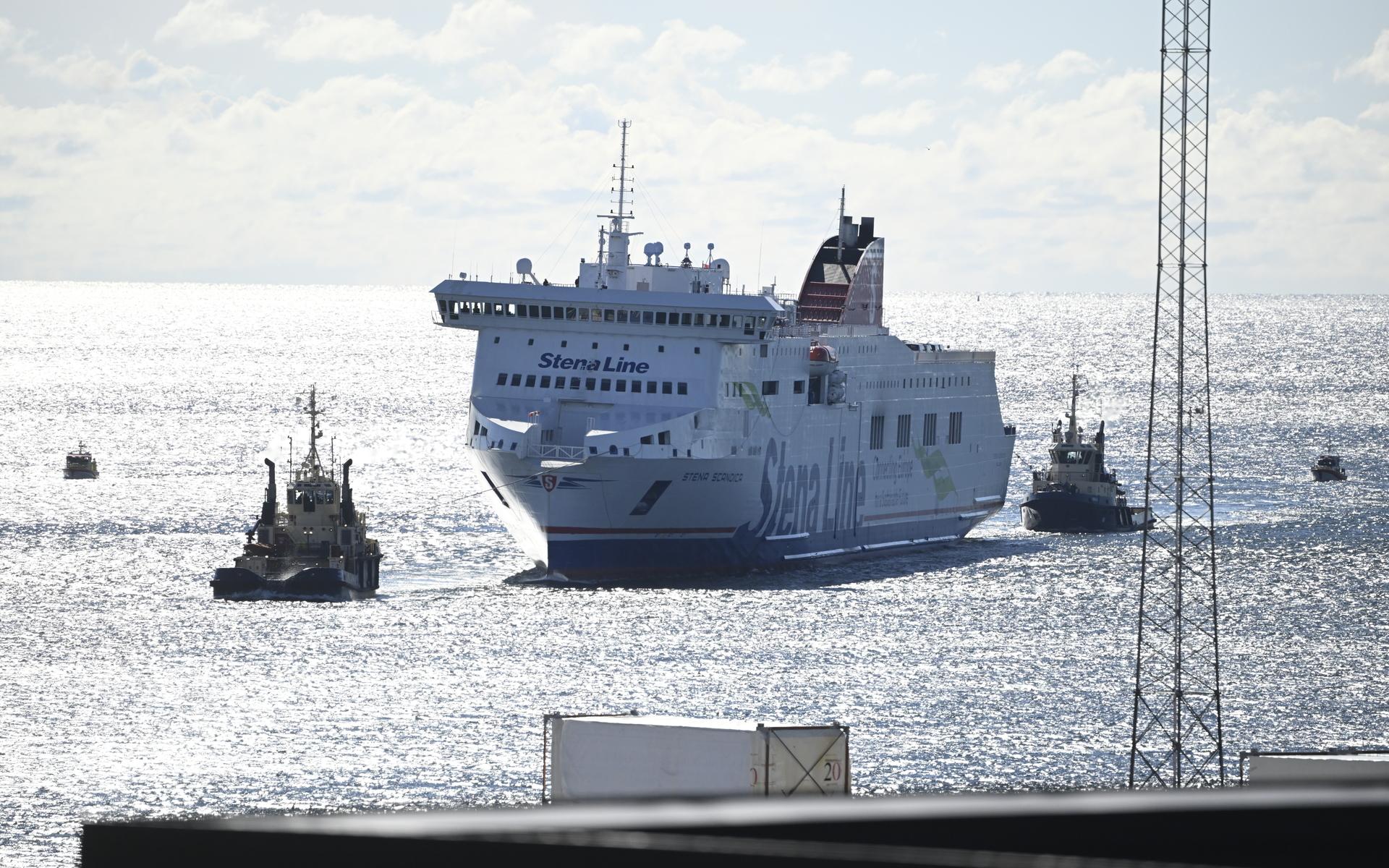 Vid 11-tiden på tisdagen anlände Stena Scandica i hamnen i Nynäshamn. 