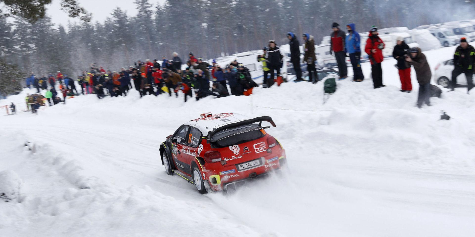 Rally Sweden är det enda snörallyt i WRC-cirkusen. Och det är just snön och isen som ger rallyt dess plats i kalendern. Så här såg det ut det snörika året 2018. Arkivbild.