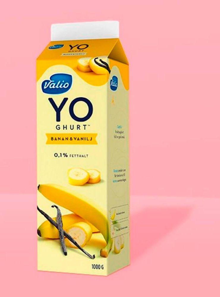 Valios fruktyoghurt är inte så fruktig som den ser ut. Yoghurten innehåller nämligen gelatin, som framställs av djurhud. Bild: TT