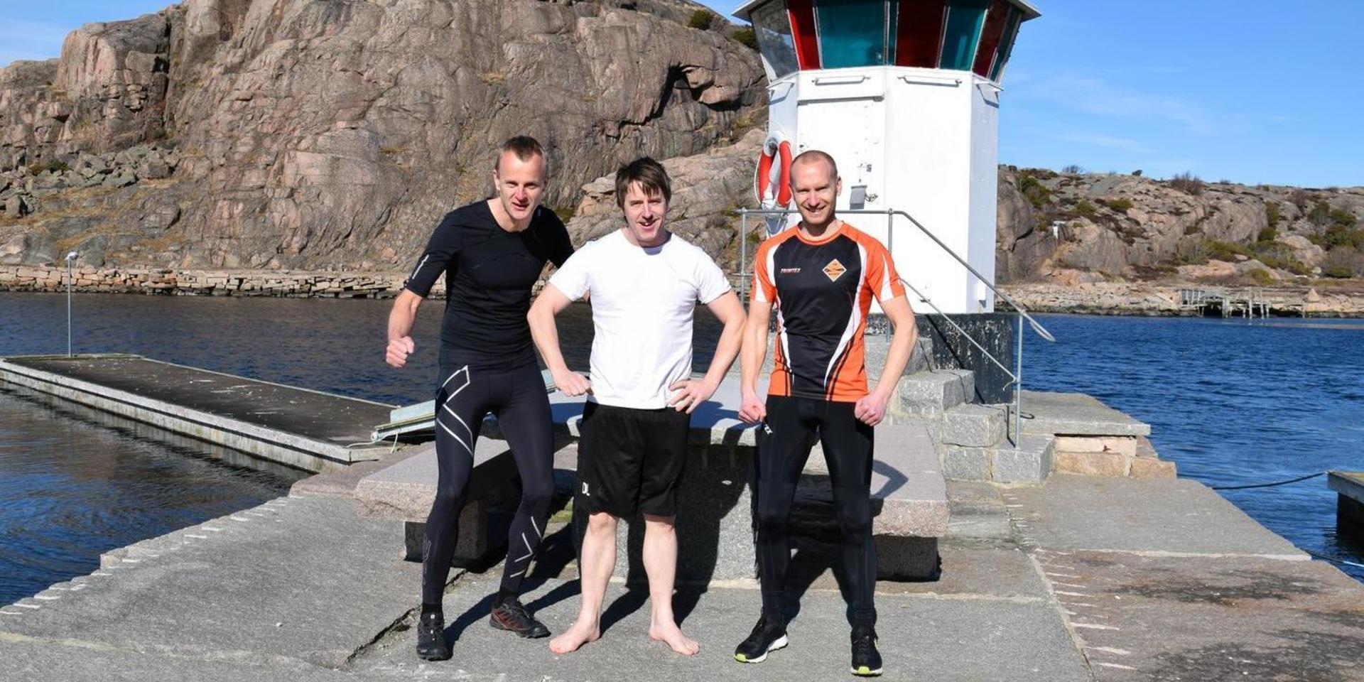 Inför premiären förra året. Från vänster: Fritjof Ahlstedt, initiativtagare, Daniel Larsson från Bovallstrands IF och Henrik Vangenmo från IK Granit. 