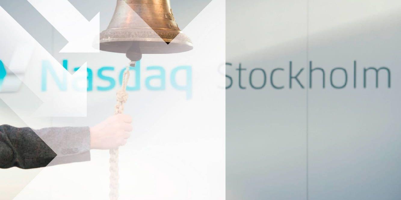 Stockholmsbörsen fortsatte nedåt på fredagen. Bildmontage.