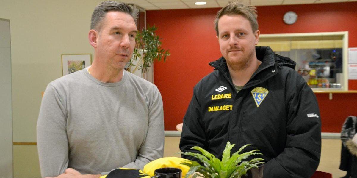 Nykomlingar. Mikael Holm och Mikael Stolt tränar nykomlingarna Smögens IF som erbjöds en plats i den nya damtvåan.