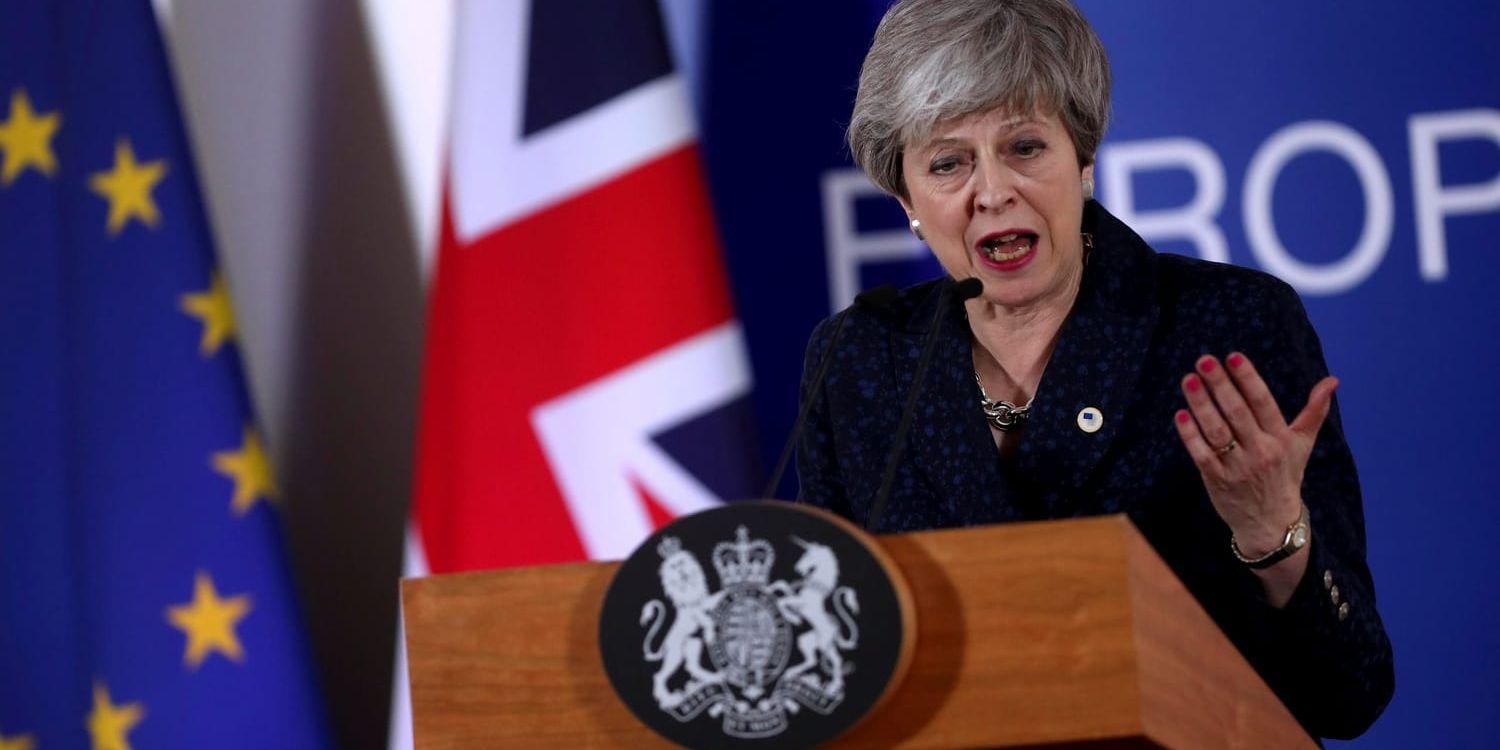 Storbritanniens premiärminister Theresa May vid EU-toppmötet under torsdagen.