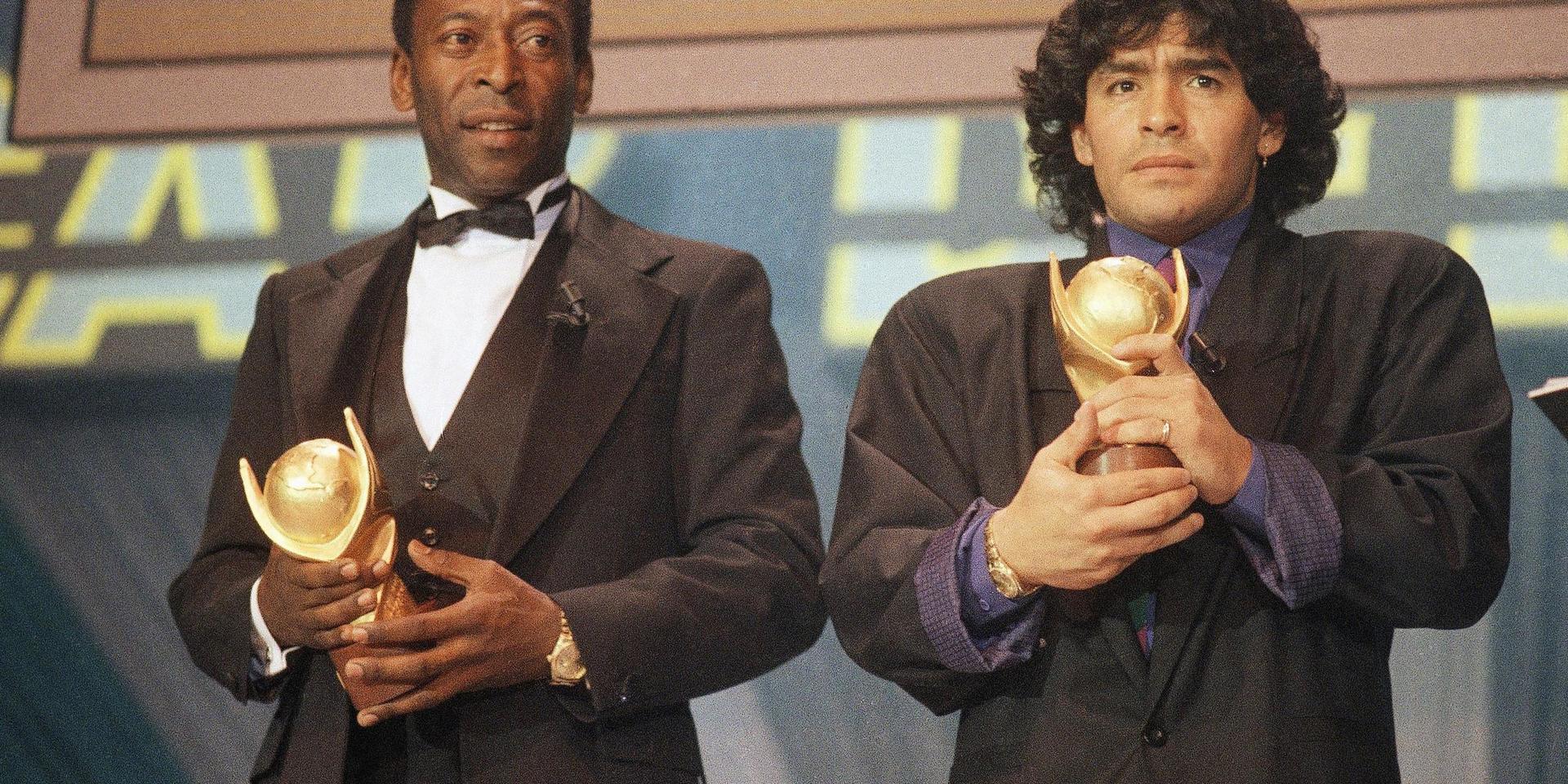 Pelé och Maradona. Arkivbild.