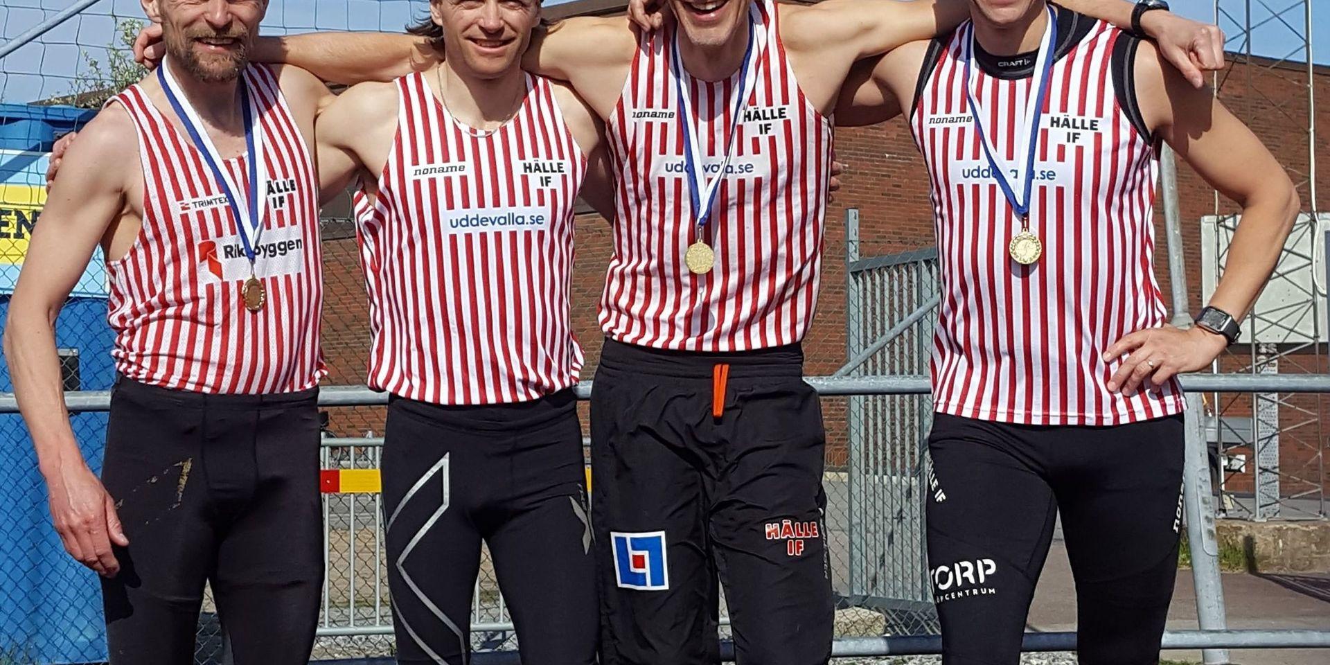 Martin Burrows från Ljungskile, Erik Framme från Romelanda, Patrik Hägg från Trollhättan och Joakim Nätth från Bengtsfors, satte nytt svenskt rekord på 4x1500 meter.