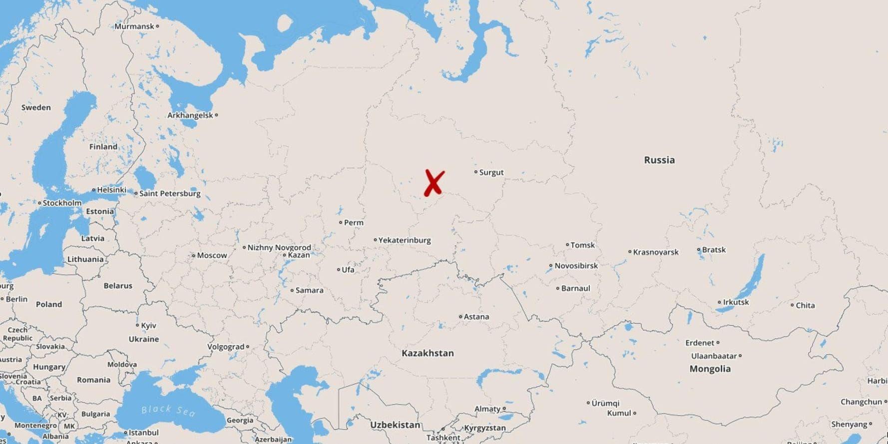 Planet landade i Chanty-Mansijsk i Sibirien där mannen greps.