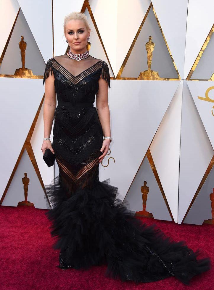Lindsey Vonn anländer till Oscarsgalan. 